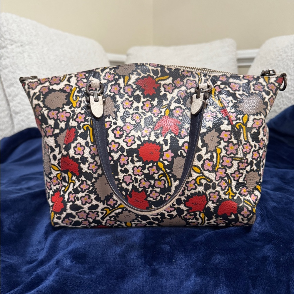 Coach Floral Prairie Satchel 2016 Chalk/Light Pebbled Leather Dust Bag & Tag - Picture 6 of 16